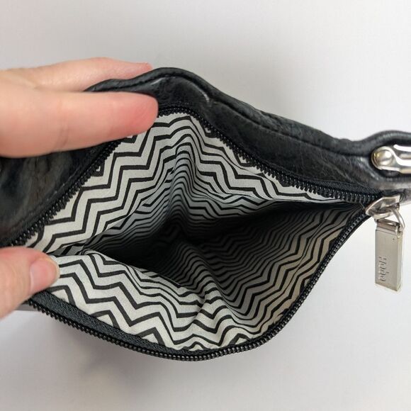 HOBO Lauren Floral Embossed Black Leather Clutch Folding Wallet Bag - Picture 4 of 8